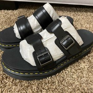 Myles Brando Leather Buckle Slide Sandle